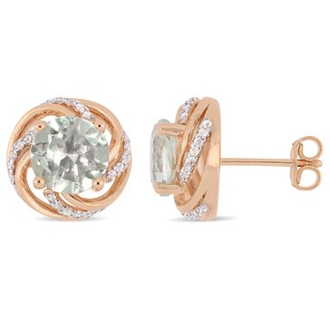 Sofia B. 3 3/4 cttw Green Quartz and White Topaz Post Earrings