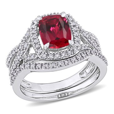 Sofia B. 1/4 cttw Diamond and 2 1/5 cttw Created Ruby Set