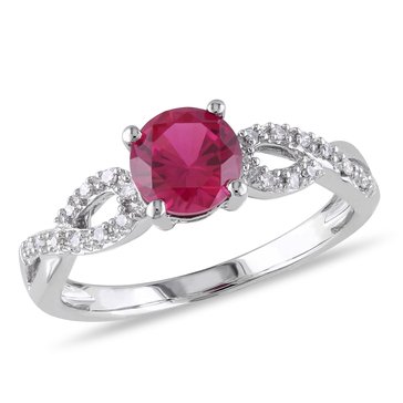 Sofia B. 1/10 cttw Diamond and 1 cttw Created Ruby Ring