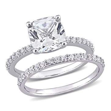 Sofia B. 3 5/8 cttw Created White Sapphire Engagement Ring Set