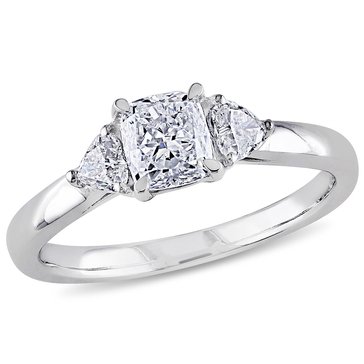 Sofia B. 1 cttw Cushion Cut Heart Shaped Diamond 3-Stone Engagement Ring