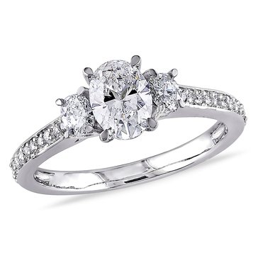 Sofia B. 1 1/10 cttw Oval Cut Round Diamond 3-Stone Engagement Ring