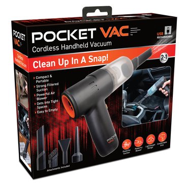 As Seen On Tv Pocket Vac Rechargeable Handheld Vacuum with Accessories