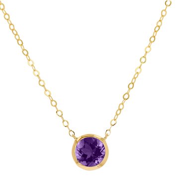 Amethyst Round Cut Bezel Pendant Necklace