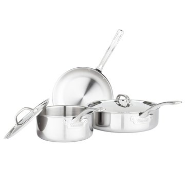 Viking 3-Ply Stainless Steel 5-Piece Cookware Set with Metal Lids