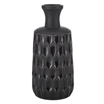 Elements Plants Textured Ceramic Flared Bottleneck Vase