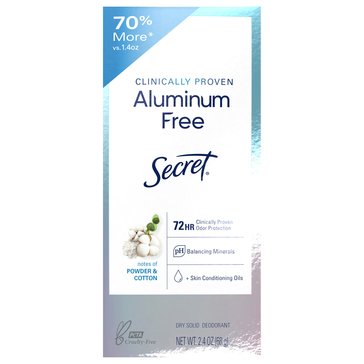 Secret Aluminum Free Powder Cotton Deodorant