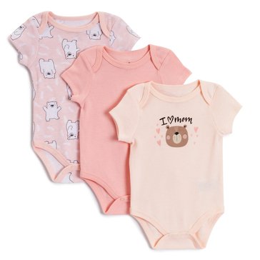 Wanderling Baby Girls I Love Mom Bodysuits 3-Pack