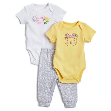 Wanderling Baby Girls Sweet Girl Bodysuits And Pant 3-Piece Set
