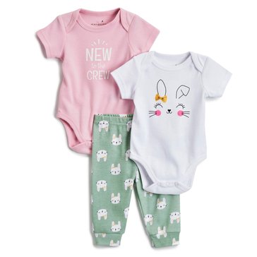 Wanderling Baby Girls New to the Crew Bodysuits And Pant 3-Piece Set