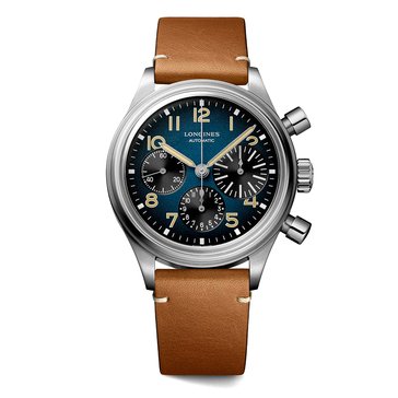 Longines Men's Avigation BigEye Leather Chronograph Watch