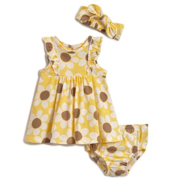 Wanderling Baby Girls Floral Knit Dress With Headband