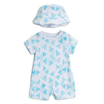 Wanderling Baby Boys Triangles Romper With Bucket Hat