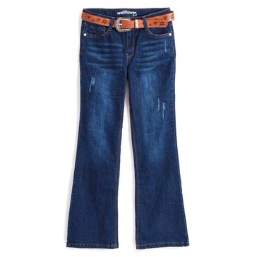Wallflower Big Girls' Belted Bootcut Jeans
