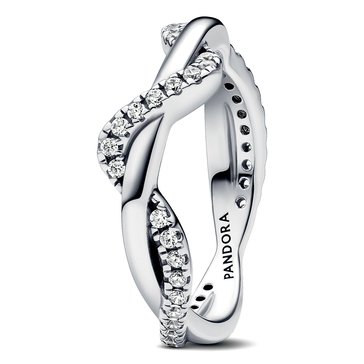 Pandora Sparkling Intertwined Wave Ring