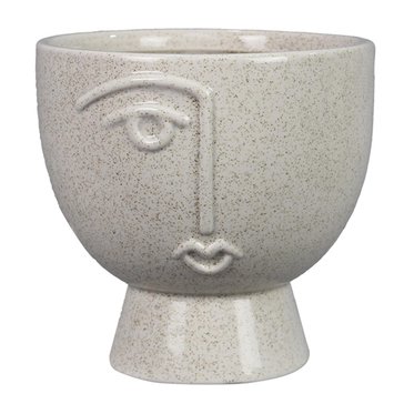 Youngs Inc Abstract Face Design Planter/Vase Stoneware