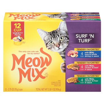 Meow Mix Surf N Turf Tenders Variety Wet Cat Food