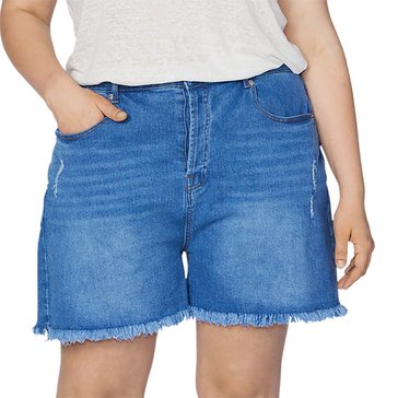 Yarn & Sea Women's High Rise Long Denim Shorts (Plus Size)