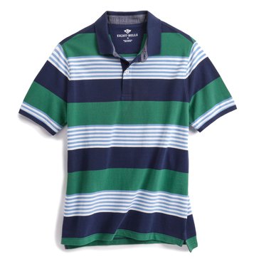 Eight Bells Men's Short Sleeve Horizontal Striped Pique Polo  