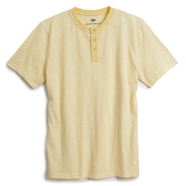 Eight Bells Men's Short Sleeve Yarn Dyed Henley Shirt  