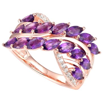 Multi-Stone Amethyst Diamond Ring