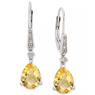 Pear Shaped Citrine Diamond Earrings