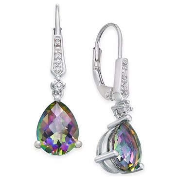 Pear Shaped Mystic Topaz Diamond Earrings