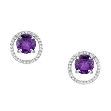 Amethyst Diamond Earrings