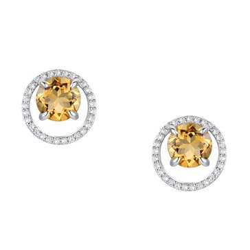 Citrine Diamond Earrings