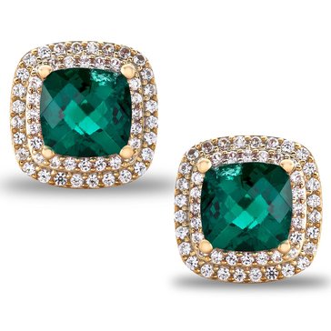 Created CushionEmerald Created White Sapphire Earrings