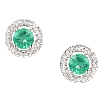 Round Emerald Diamond Earrings