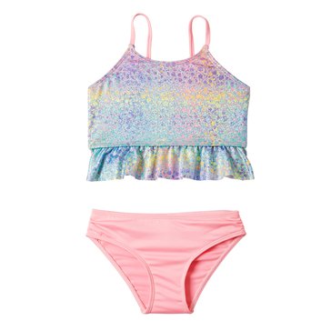 Pink Platinum Little Girls' Ombre Foil Dot 2-Piece Swimsuit