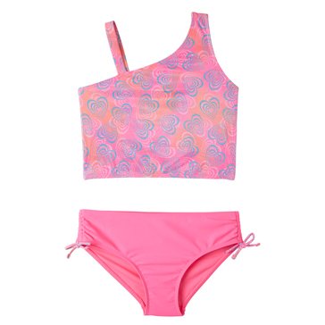 Limited Too Big Girls' Foil Retro Heart 2-Piece Swimsuit