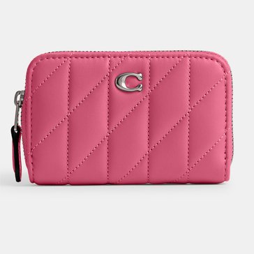 COACH Quilted Pillow Leather Small Zip Around Card Case