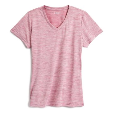 3 Paces Women's Christine Short Sleeve Space Dye V-Neck T-shirt 