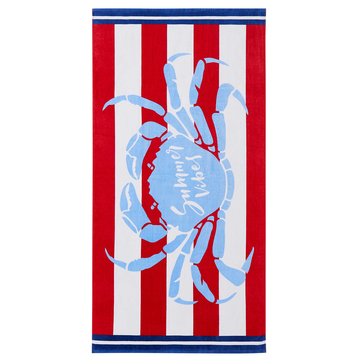 Harbor Home Striped Crab Printed Beach Towels