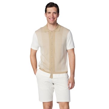 Nautica Men's Short Sleeve Button Up Jacquard Polo