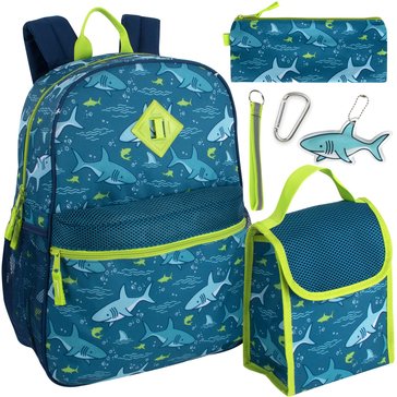 AD Sutton Boys Shark Backpack with pouch And lunch bag
