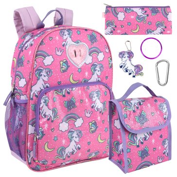 AD Sutton Girls Unicorn Clear Sequin Backpack with Pouch