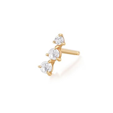 Aurelie Gi Clara Rose Cut Triple White Sapphire Single Stud Earring