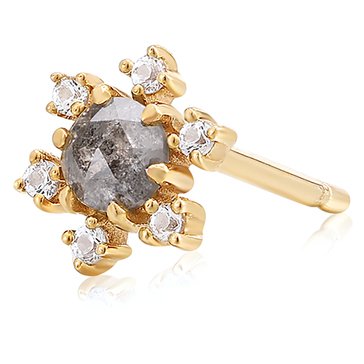 Aurelie Gi Dara Grey Diamond and White Sapphire Starburst Single Stud Earring