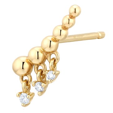 Aurelie Gi Kora Dangling Lab Grown Diamond Beaded Single Climber Stud Earring