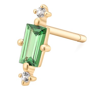 Aurelie Gi Serena Baguette Tsavorite and White Sapphire Single Earring