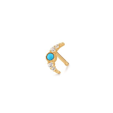 Aurelie Gi Nora Turquoise White Sapphire Crescent Moon Single Earring