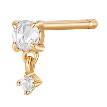 Aurelie Gi Ida Rose Cut Double White Sapphire Single Stud Earring