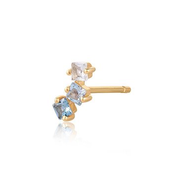 Aurelie Gi Wave Blue Topaz Tri-Tone Single Stud Earring