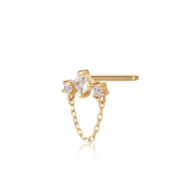 Aurelie Gi Mist White Sapphire Drop Chain Single Stud Earring