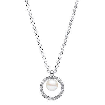 Pandora Treated Freshwater Cultured Pearl & Pave Necklace