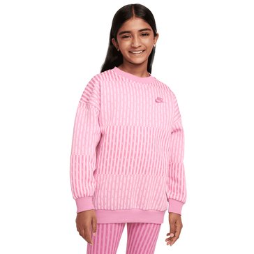 Nike Big Girls Oversized All Over Print Fleece Crew