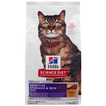 Hills Science Diet Adult Sensitive Stomach And Skin Chicken And Rice Recipe Dry Cat Food